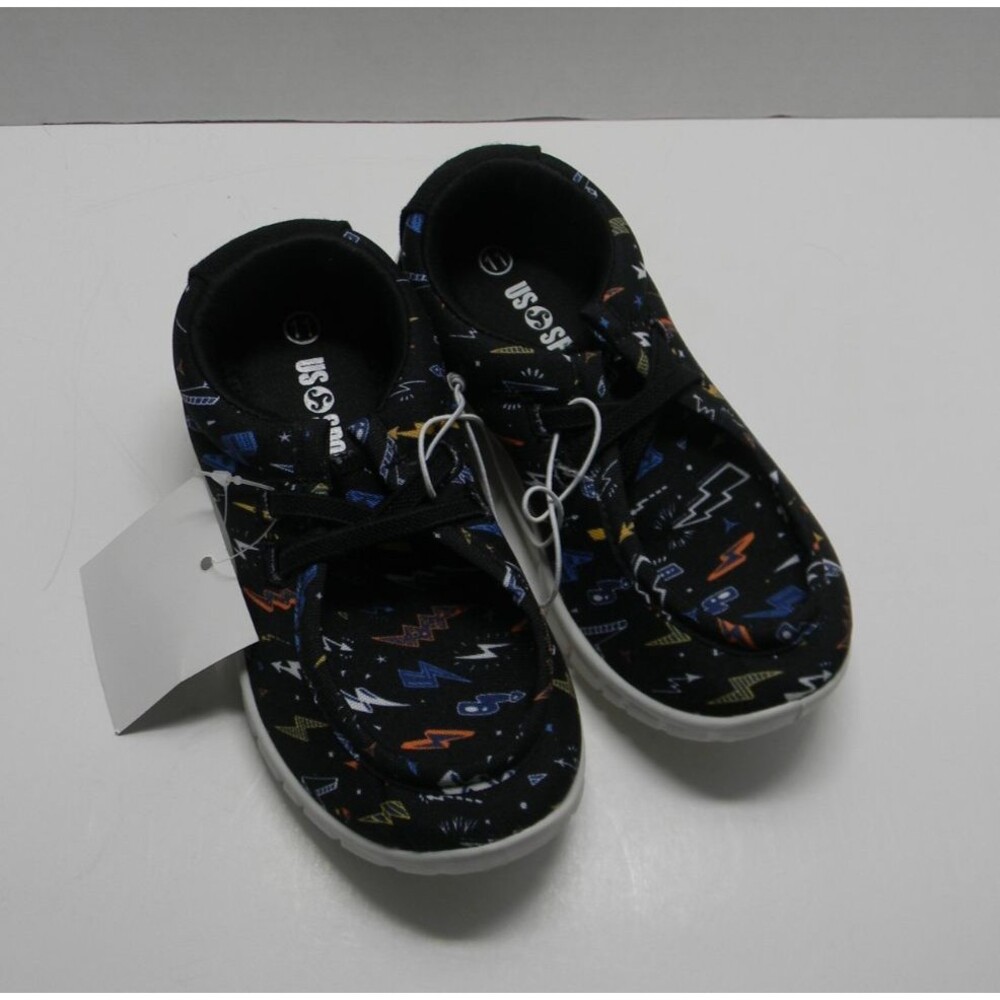 US Sports Slip-ons Toddler sz 11 Thunderbolt Pattern Superhero? Loafers NWT